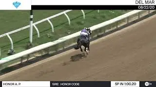 Honor A.P.  Worked 5 Furlongs in 1:00.20 at Del Mar on August 22, 2020.