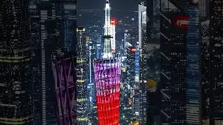Stunning Drone views of the World&rsquo;s Tallest TV Tower |Guangzhou, China. #shorts #guangzhou