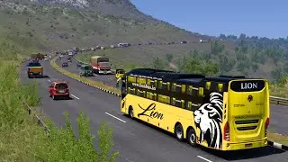 Aggressive Lion Travels Volvo 9600 In Indian Highway😡 | Indian Highway Ride  - Bus Gameplay #ets2