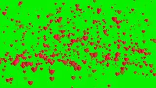 pink heart particles green screen video,animated bg