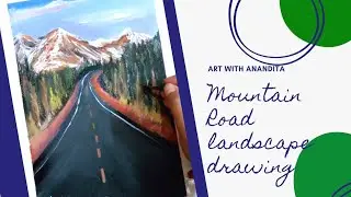 Acrylic Art of a Mountain Road/Mountain Road Drawing