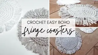 How to Crochet: Boho Fringe Coasters (Quick & EASY)