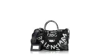 Balenciaga Croc Effect Classic Graffiti All Over Small City Black