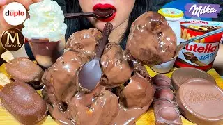 ASMR CHOCOLATE CAKE PROFITEROLE, MAGNUM ICE CREAM, MILKA WAFER, NUTELLA & GO, DESSERT MASSIVE Eating