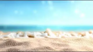 4K Stock Footage | Sunny Beach Sand with Ocean Horizon | Calm Summer Seascape