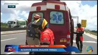 Cidade em A&ccedil;&atilde;o -  Viaduto das Tr&ecirc;s Lagoas: Acidente deixa mulher ferida