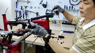 Assembling process of ICAN 29er Full Suspension Trail MTB bike P1 in custom paint Art red & gray