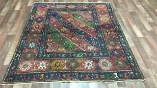 Semi-Antique Persian Kazak Red and Blue Rug 4'7X5'9 - B 72708