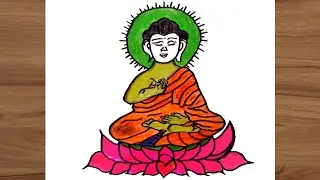 How to Draw Buddha Drawing Step by Step | Gautam Buddha