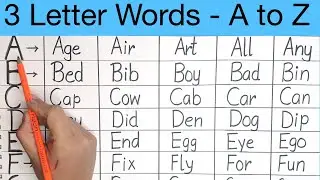 3 letter words in English | THREE LETTER WORDS  | Build Kids Vocabulary | A to Z Alphabet spelling