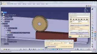 Pignon Crémaillère; partie Simulation/ Animation avec CATIA V5, part DMU Kinematics rack and pinion