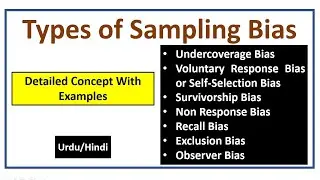 Types of Sampling Bias-Undercoverage Bias/Self-Selection Bias/Survivorship Bias/Non Response Bias