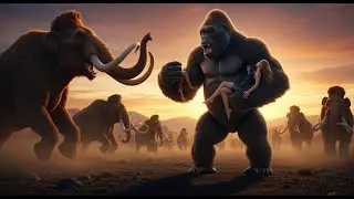 Life 3.9 Million Years Ago | King Kong And Beauty Confront Mammoth Stampede At Dusk