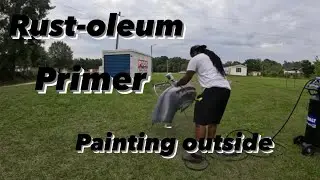 First time painting using rust oleum primer#rustoleum #painting
