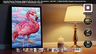 Colorful Mosaic Flamingo Digital Folk Pop Art - Vibrant Wall Decor #FlamingoArt