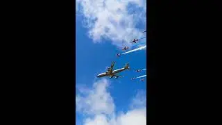 RAF Red Arrows and British Airways Boeing 747 flypast - RIAT 19