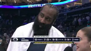 James Harden postgame interview afrer scoring 55 points. ending interview with 
