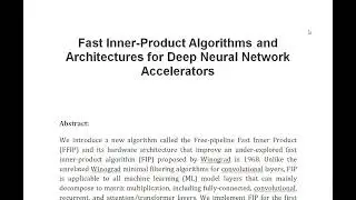 Fast Inner Product Algorithms and Architectures for Deep Neural Network Accelerators