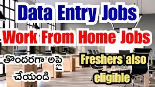 Data Entry Work From Home Job|తొందరగా Apply చేయండి Freshers Also Eligible|Latest remote jobs telugu 
