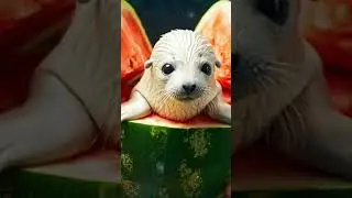 Watermelon Opens to Reveal a Cute Harp Seal | Ultra Realistic 8K Cinematic Short #watermelon
