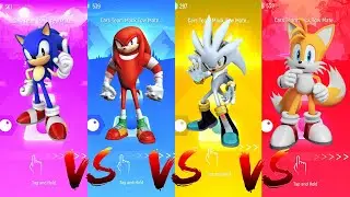 Sonic vs Knuckles vs Silver Sonic vs Tails | Tiles Hop Edm Rush