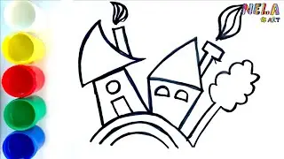 House coloring and drawing Painting for Kids | Nela Art