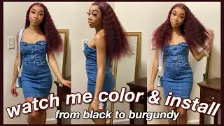 watch me color & install a burgundy wig⎪Reshine Hair