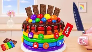 Mini Rainbow Cake Recipe With Chocolate KitKat | Satisfying Rainbow Cake Recipe