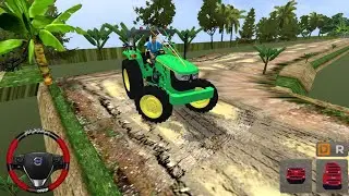 JOHN DEERE TRACTOR MOD FOR BUSSID - Village Road Mud Offroad 😱 Bus Simulator Indonesia Tractor Game