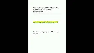 IGNOU ASSIGNMENT TELEGRAM CHANNEL FOR PDF FILE ..LINK IN DESCRIPTION BOARD .