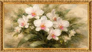 Cuadro Decorativo Floral Orquideas en Marco Dorado 4K | Arte para TV 1 Hora | FRAME Gallery