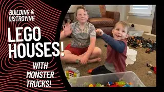 Kids Build Duplo Lego Houses and Test Them Against Toy Monster Jam Trucks!