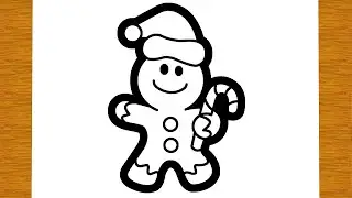 COME DISEGNARE UN OMINO DI PAN DI ZENZERO PER NATALE | Disegni facili ed educativi