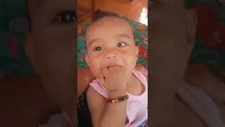 funny baby laugh with biting 4 fingertips😆😆