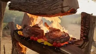 Epic Tomahawk on Fire with Melted Marrow and Grilled Vegetables