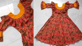 বুকে কুচি দেওয়া জামার ডিজাইন | Designer Umbrella Frock Cutting And Stitching For Tenaager