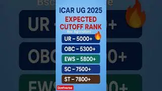 ICAR UG 2025 Expected Cutoff Rank 🔥 |First Round Prediction#icar2025#bscagriculture #shorts#ug