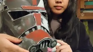 ASMR |💀Star Wars Hunter Bad Batch Helmet chat + light foam scratching + tapping 💀