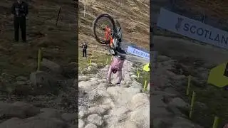 Downhill or Slopestyle at Fort William 🤣 (he&rsquo;s totally fine) #mtb #mountainbike #bike #dh