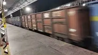 Goods Train High speed Action.Honking continuously