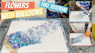 Gorgeous flowers using a swipe and balloon smash - full pour painting tutorial