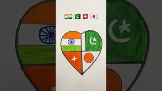 🇮🇳🇵🇰🇨🇭🇯🇵Flag Drawing || Independence Day Drawing #shorts #art #trending #ytshorts