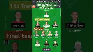 HB-W VS ST-W t20 match #dream11 team ||all team predication Hb-w vs St-w match #viralshorts
