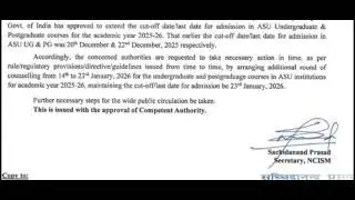 BREAKING NEWS FOR AYUSH DOCTORS 🔥 | EXTENDED CUT OFF DATE FOR ADMISSION IN ASU COLLEGE | UPPSC MOCH