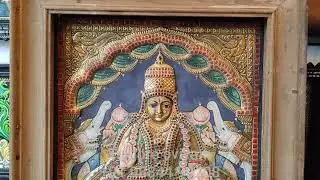 Antique Finish Semi Embossing Gajalakshmi 24x18,Tanjore painting,Tanjore Oviyam,Watsapp: 9884490708.