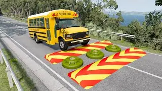 Cars vs Two Speed Bumps And Anti-Tank Mine - Beamng.drive
