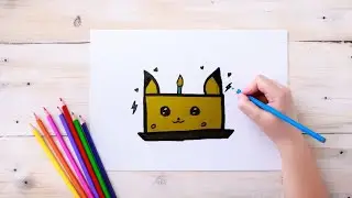 How to Draw a Cute Cake Pikachu | Easy Drawing and Coloring for Kids and Toddlers