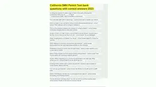 California DMV Permit Test Bank Questions with Correct Answers 2023 Rated A67