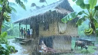 Nepali Mountain Shepherd Village Life in Heavy Rain Time | Most Peaceful & Relaxing Village Life