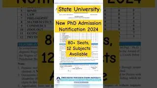 🤩New PhD Admission Notification 2024 #shorts #phdadmissions #cbpbu #latestphdform #phd